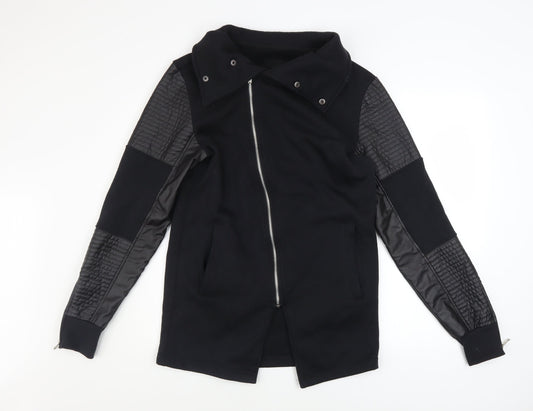 Terance Kole Women's Black Biker Jacket M Cotton Blend Quilted Sleeves