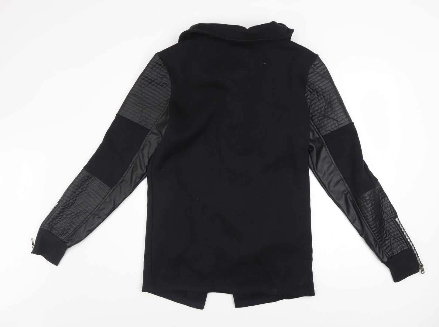 Terance Kole Women's Black Biker Jacket M Cotton Blend Quilted Sleeves