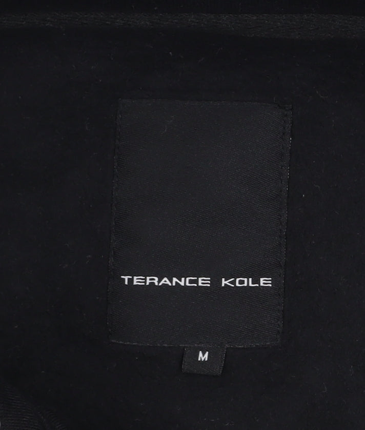 Terance Kole Women's Black Biker Jacket M Cotton Blend Quilted Sleeves