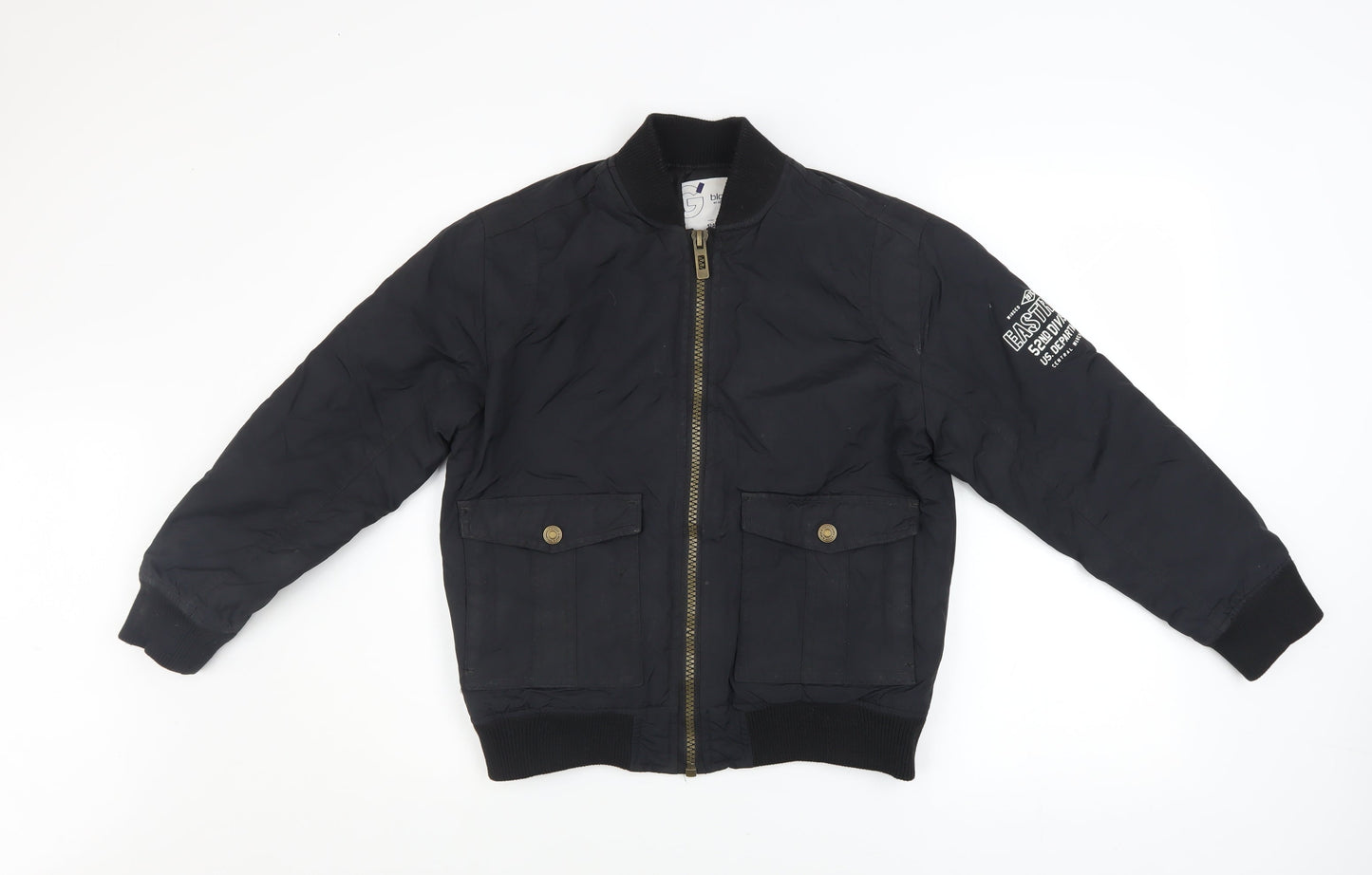 Gémo Boys Black Bomber Jacket 12 Years Lined Zip Military Style