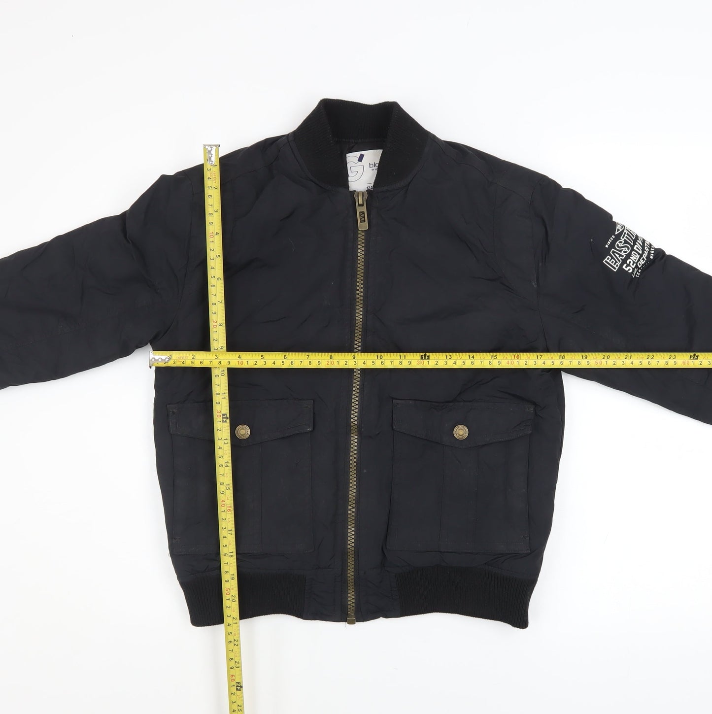 Gémo Boys Black Bomber Jacket 12 Years Lined Zip Military Style