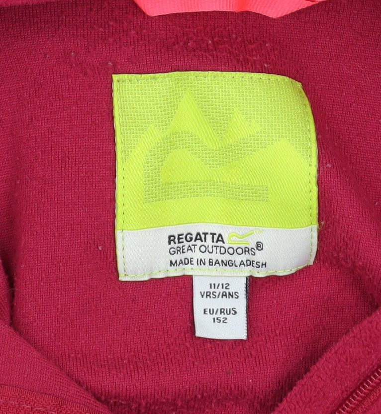 Regatta Girls Red Fleece 1/4 Zip Pullover Sweatshirt 11-12 Years