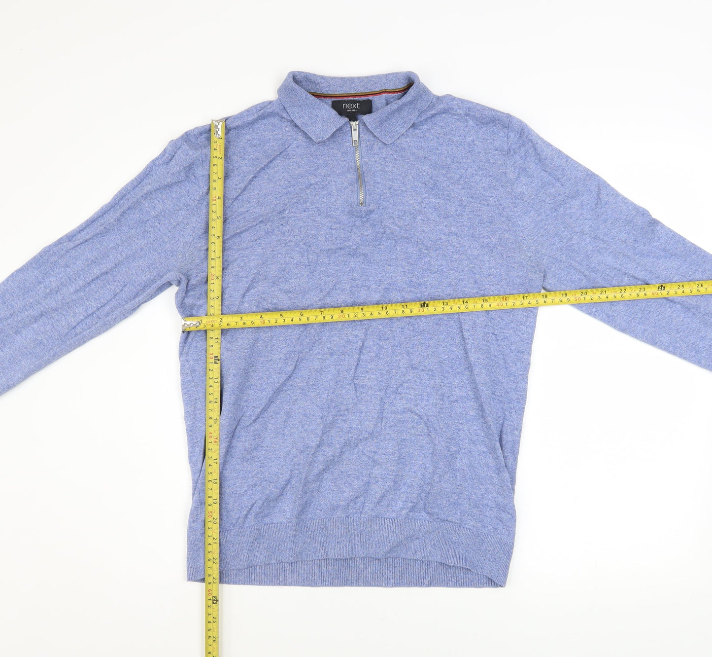 Next Men’s Blue Collared 1/2 Zip Cotton Knit Jumper Size M