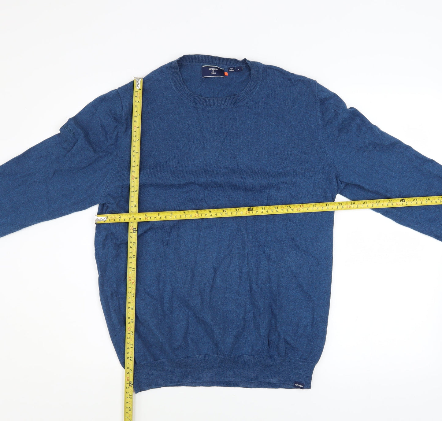 Superdry Men's Blue Cotton Cashmere Crew Neck Jumper L