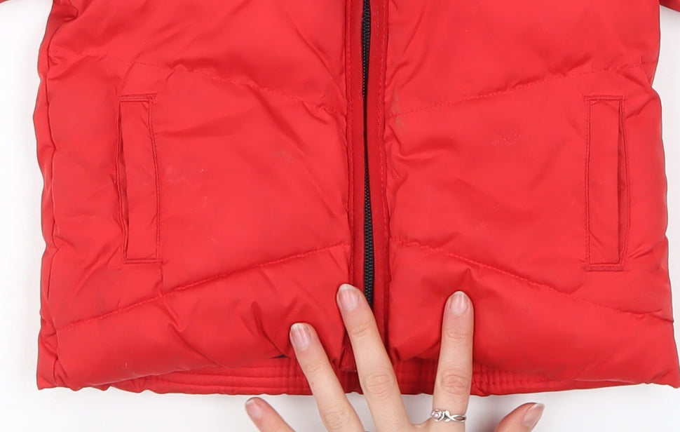 Adidas Unisex Baby Red Hooded Puffer Jacket 9-12 Months Winter Coat