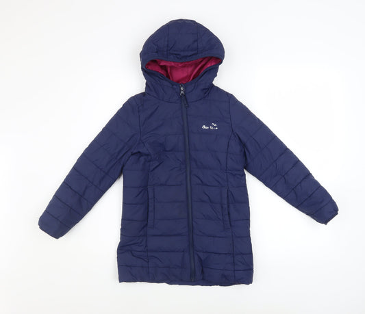 Peter Storm Girls Blue Hooded Puffer Jacket 7-8 Years Quilted Winter Coat