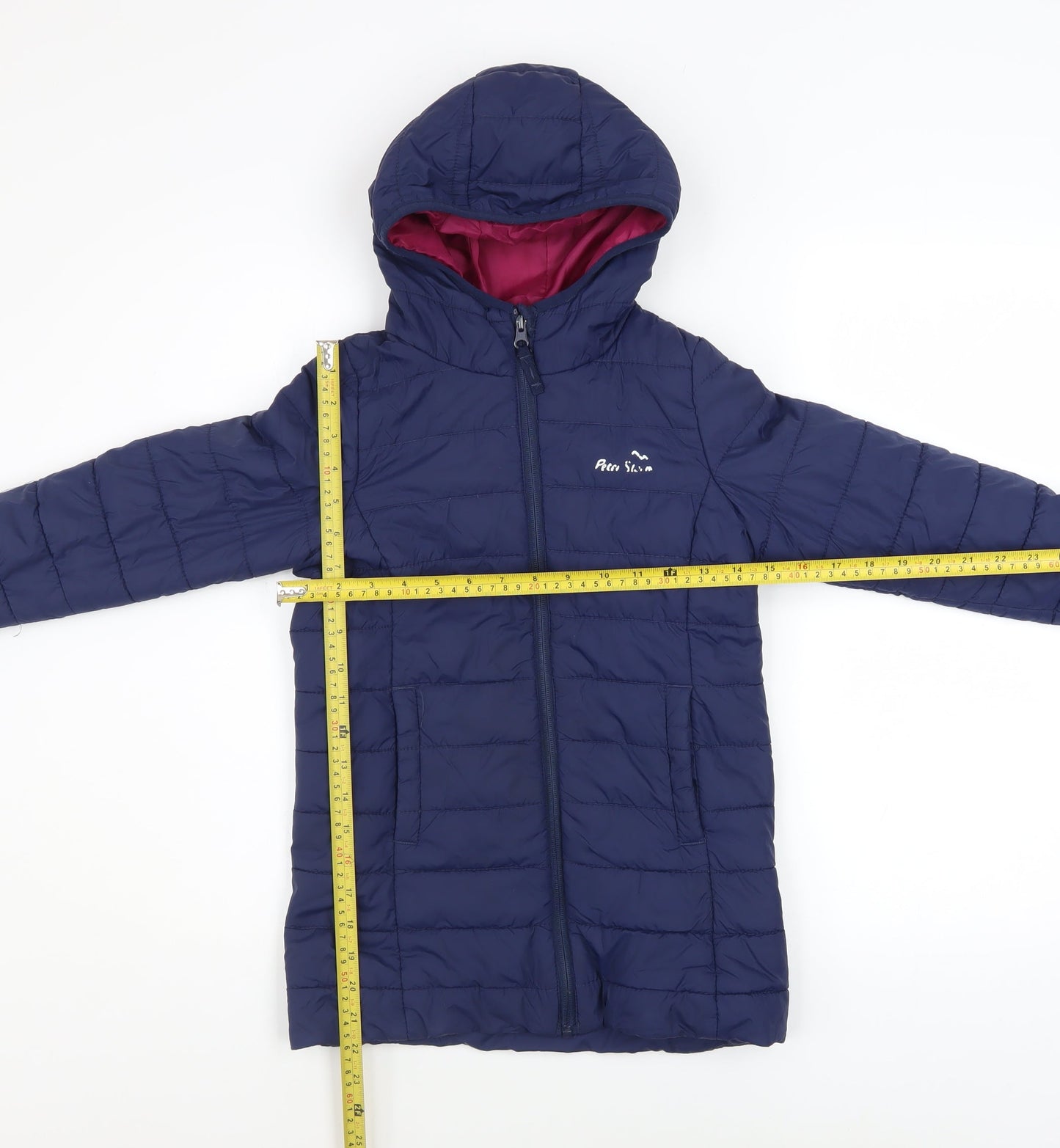 Peter Storm Girls Blue Hooded Puffer Jacket 7-8 Years Quilted Winter Coat