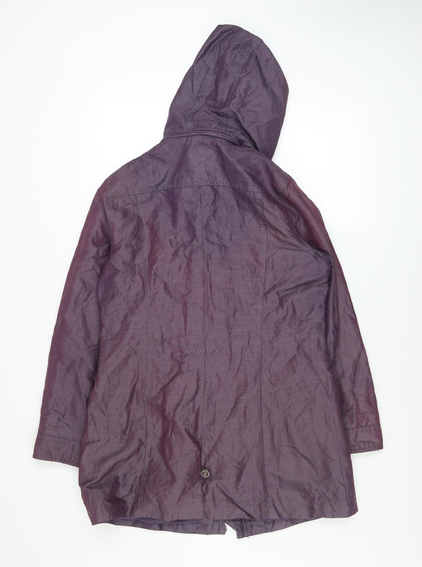 Marks and Spencer Per Una Women's Purple Parka Coat Size 12 Hooded Water Resistant