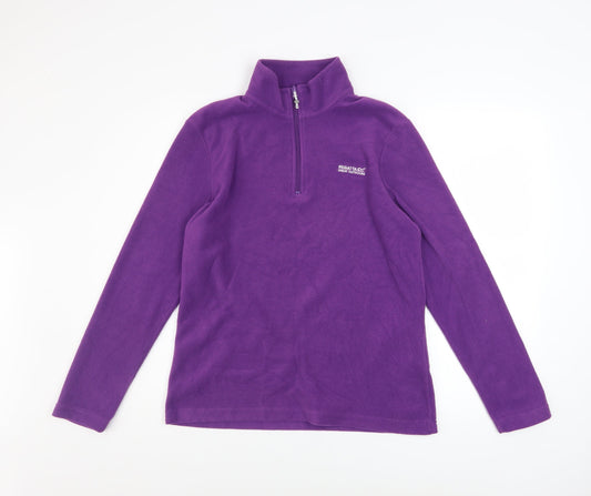 Regatta Women's Purple Fleece Pullover Sweatshirt UK 10 1/4 Zip Outdoor