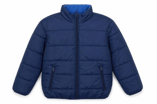 Front view of Lindex boys’ blue 11-12 years puffer jacket water repellent polyester