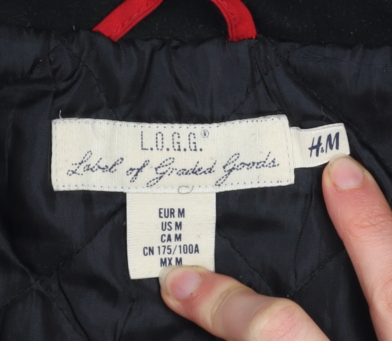 H&M L.O.G.G Men’s Red Black Hooded Parka Jacket Size M