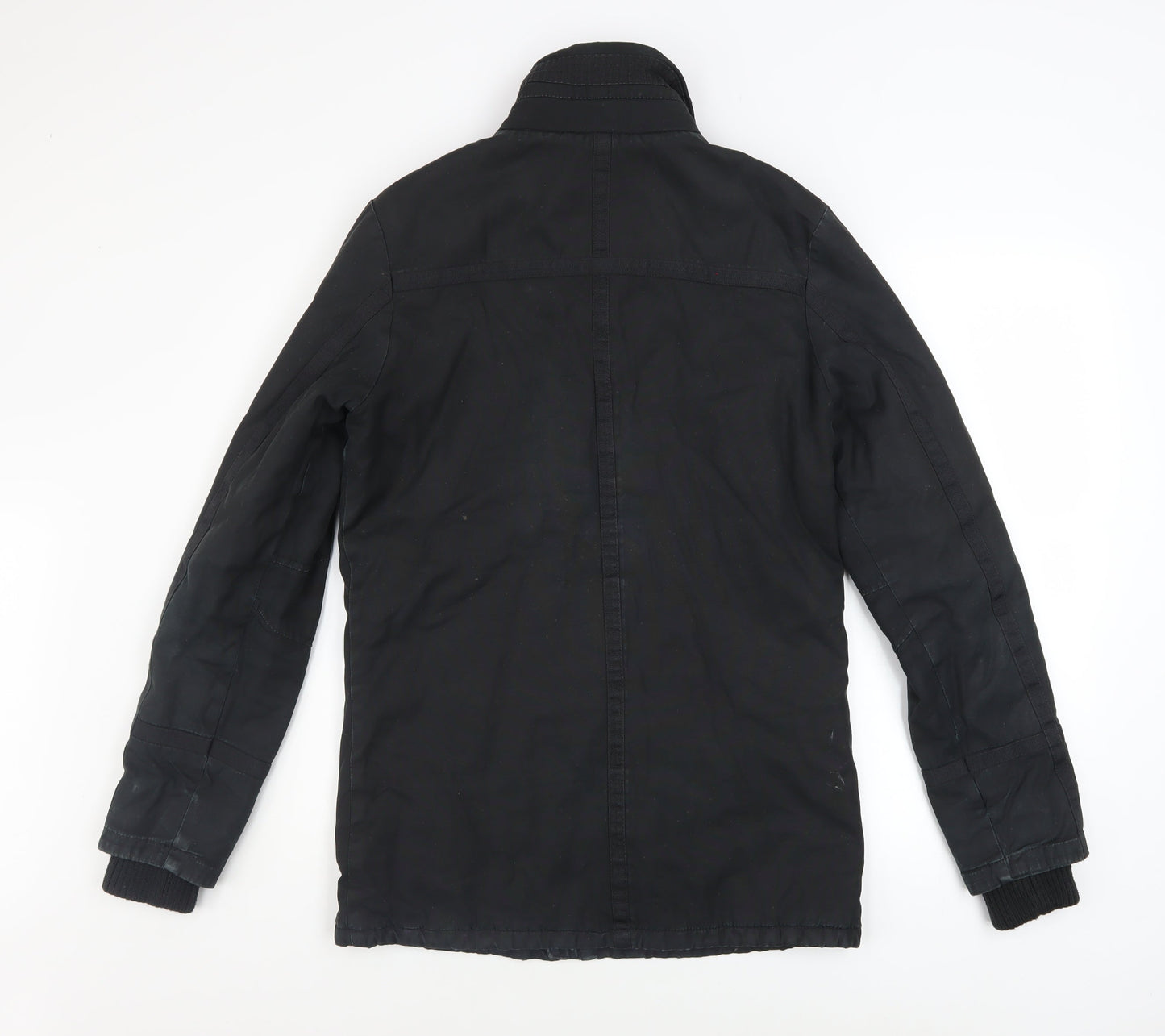 Firetrap Mens Black Military Jacket XS Cotton Mid-Length Casual Coat