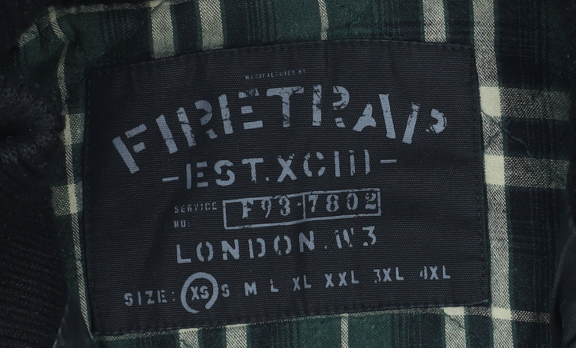 Firetrap Mens Black Military Jacket XS Cotton Mid-Length Casual Coat