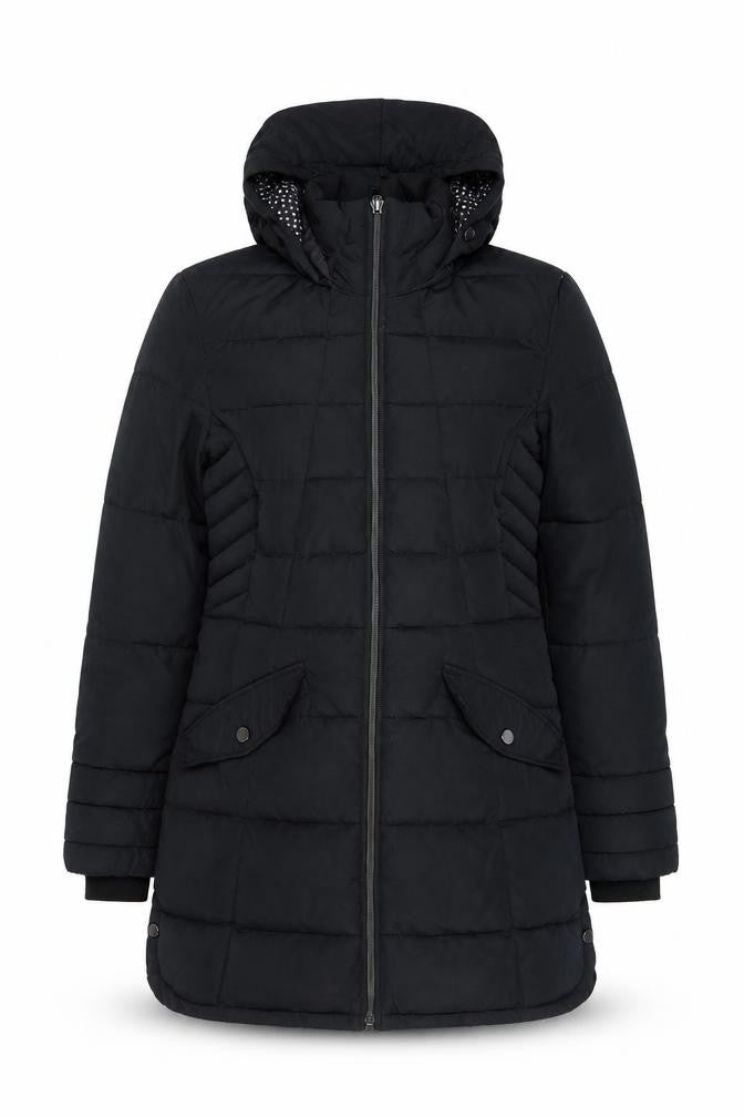 Next Women’s Black Hooded Puffer Coat Size 8 Long Insulated Jacket