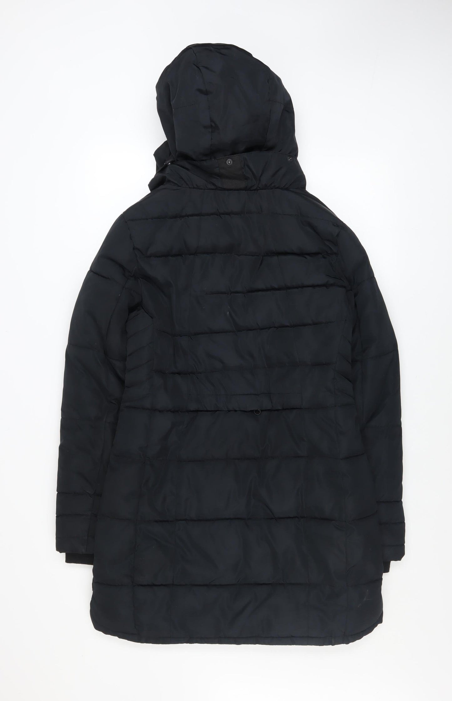 Next Women’s Black Hooded Puffer Coat Size 8 Long Insulated Jacket