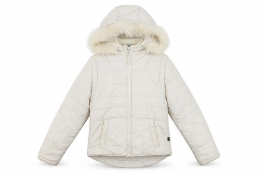 Vero Moda Women's Ivory Hooded Puffer Jacket Size S Winter Coat