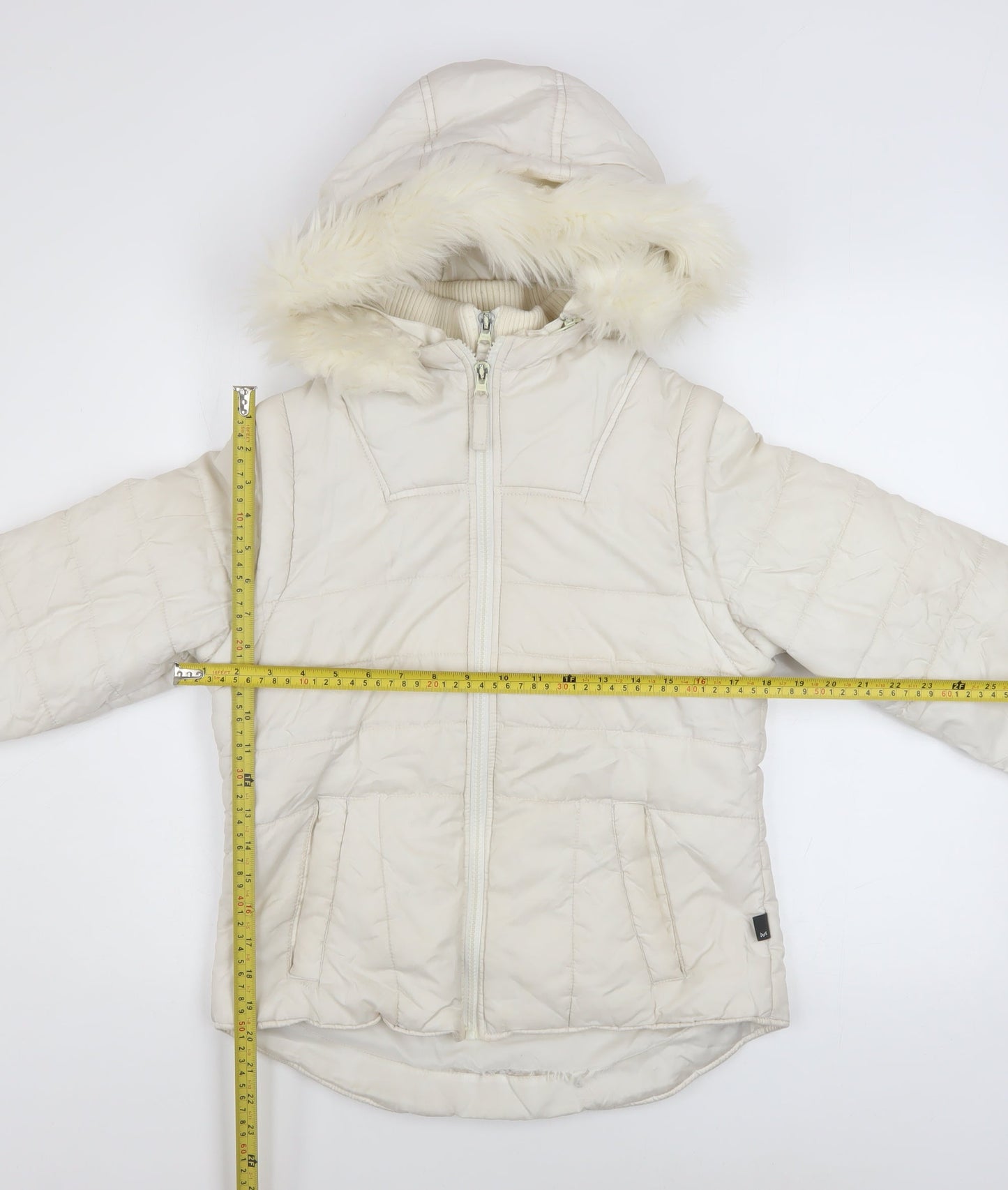Vero Moda Women's Ivory Hooded Puffer Jacket Size S Winter Coat