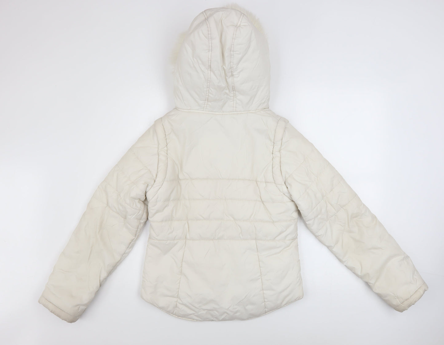 Vero Moda Women's Ivory Hooded Puffer Jacket Size S Winter Coat