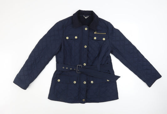 Marks and Spencer Women’s Blue Quilted Belted Jacket UK 12