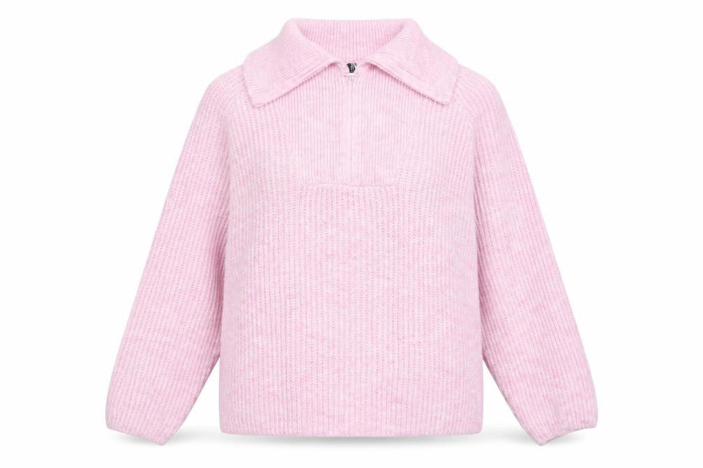 H&M Women’s Pink Collared Half Zip Knit Jumper Size 12