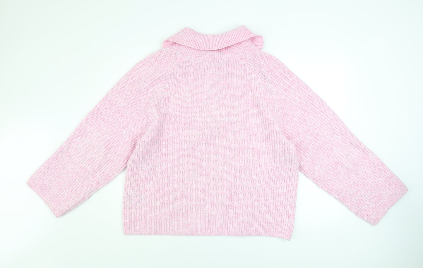 H&M Women’s Pink Collared Half Zip Knit Jumper Size 12