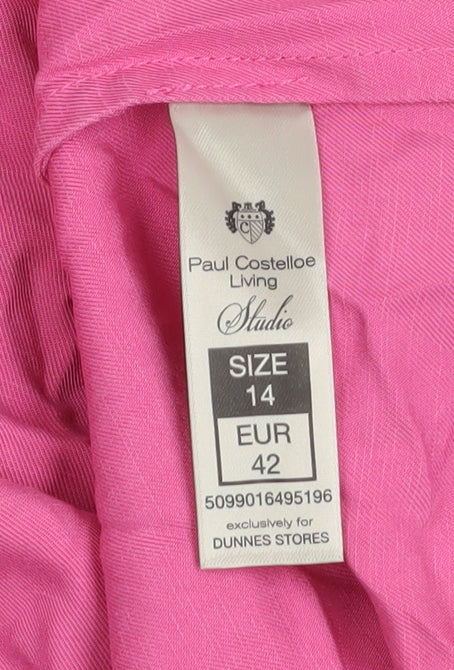 Paul Costelloe Living Studio Pink Short Sleeve Cotton Top Women's Size 14