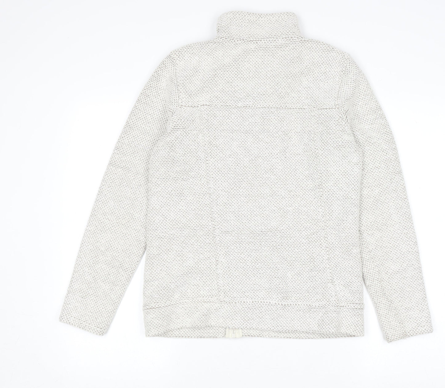 Weird Fish Women's Beige Size 10 Full Zip High Neck Knit Jumper