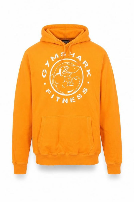 Gymshark Men’s Orange Pullover Hoodie Size S Regular Fit Logo Fitness