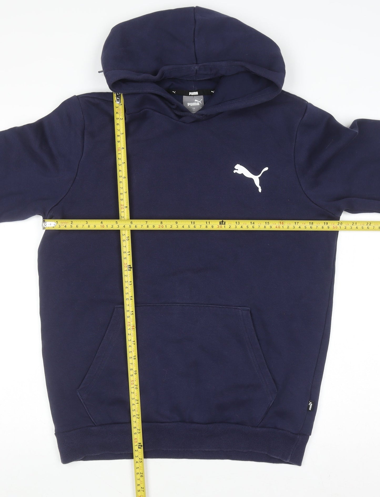 Puma Men's Blue Pullover Hoodie Size S Regular Fit Logo Fleece