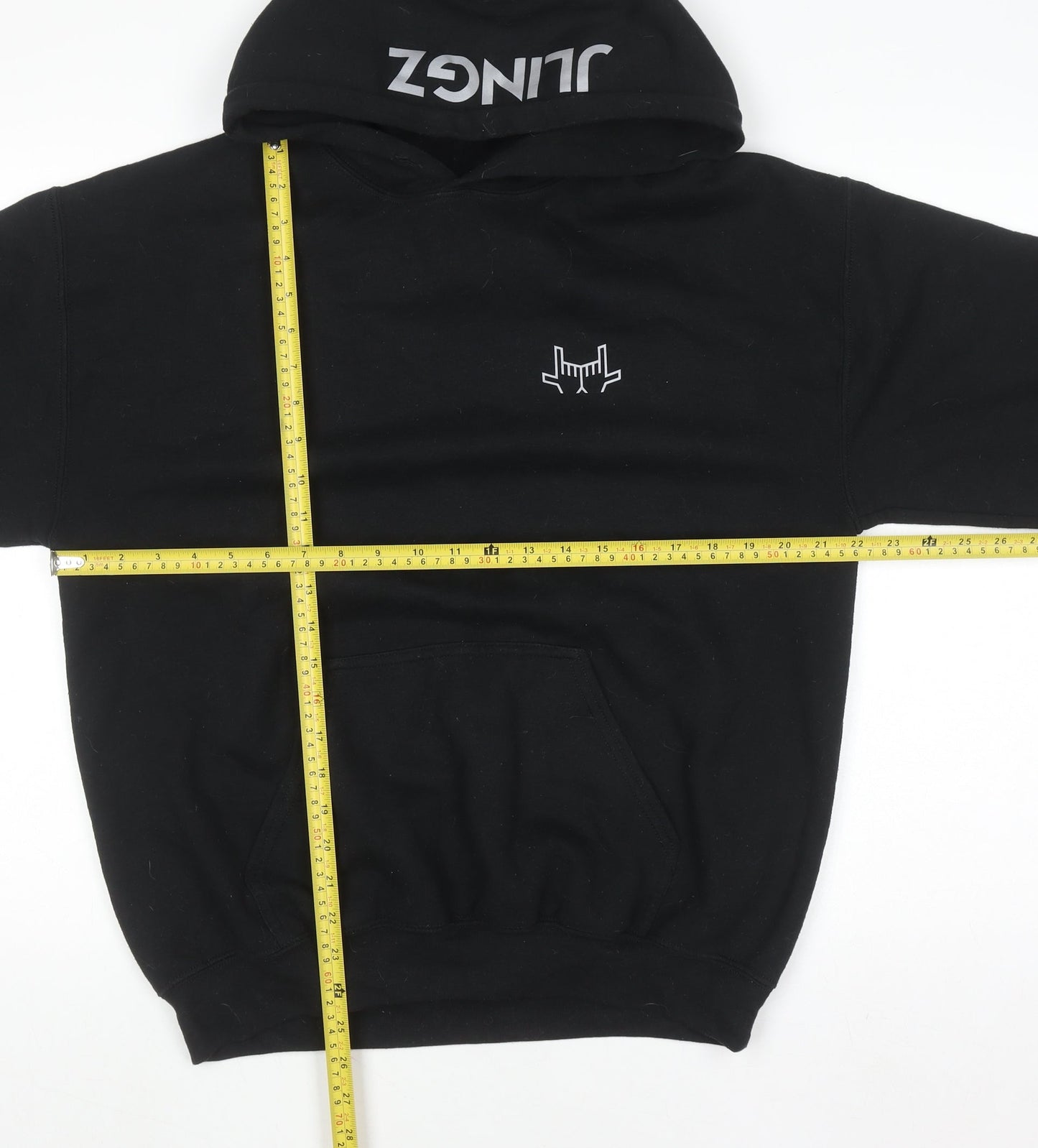 JLingz Men's Black Pullover Hoodie M Regular Fit Graphic Logo Fleece