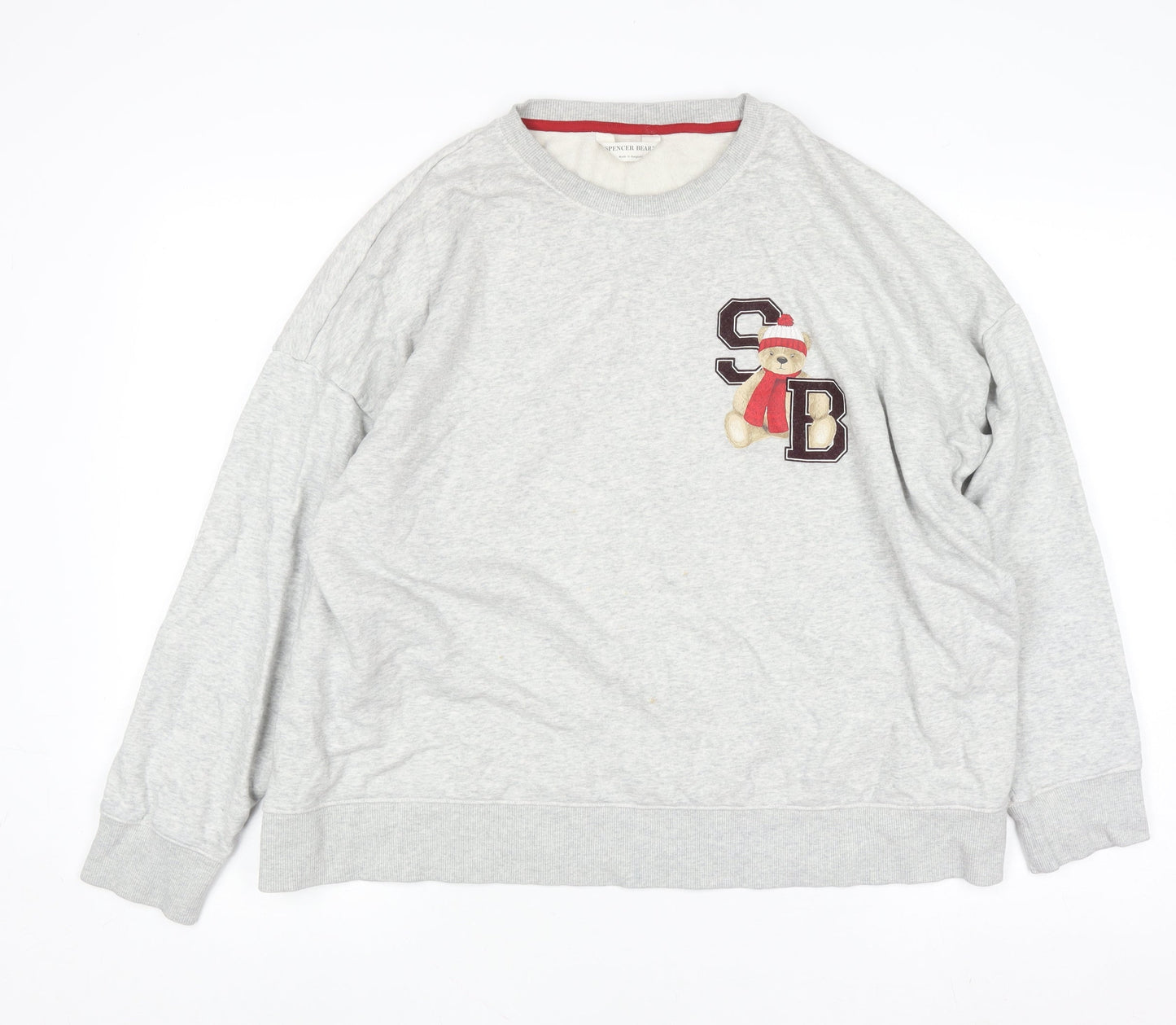 Marks and Spencer Womens Grey Spencer Bear Jumper Size 16 Pullover Sweatshirt