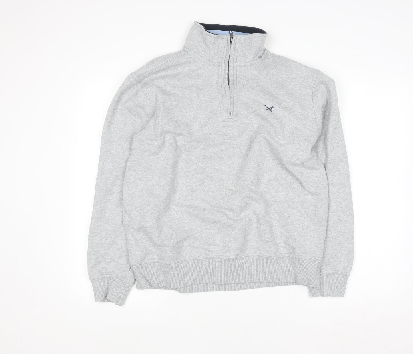Crew Clothing Men’s Grey 1/2 Zip Sweatshirt L Regular Fit Cotton Blend