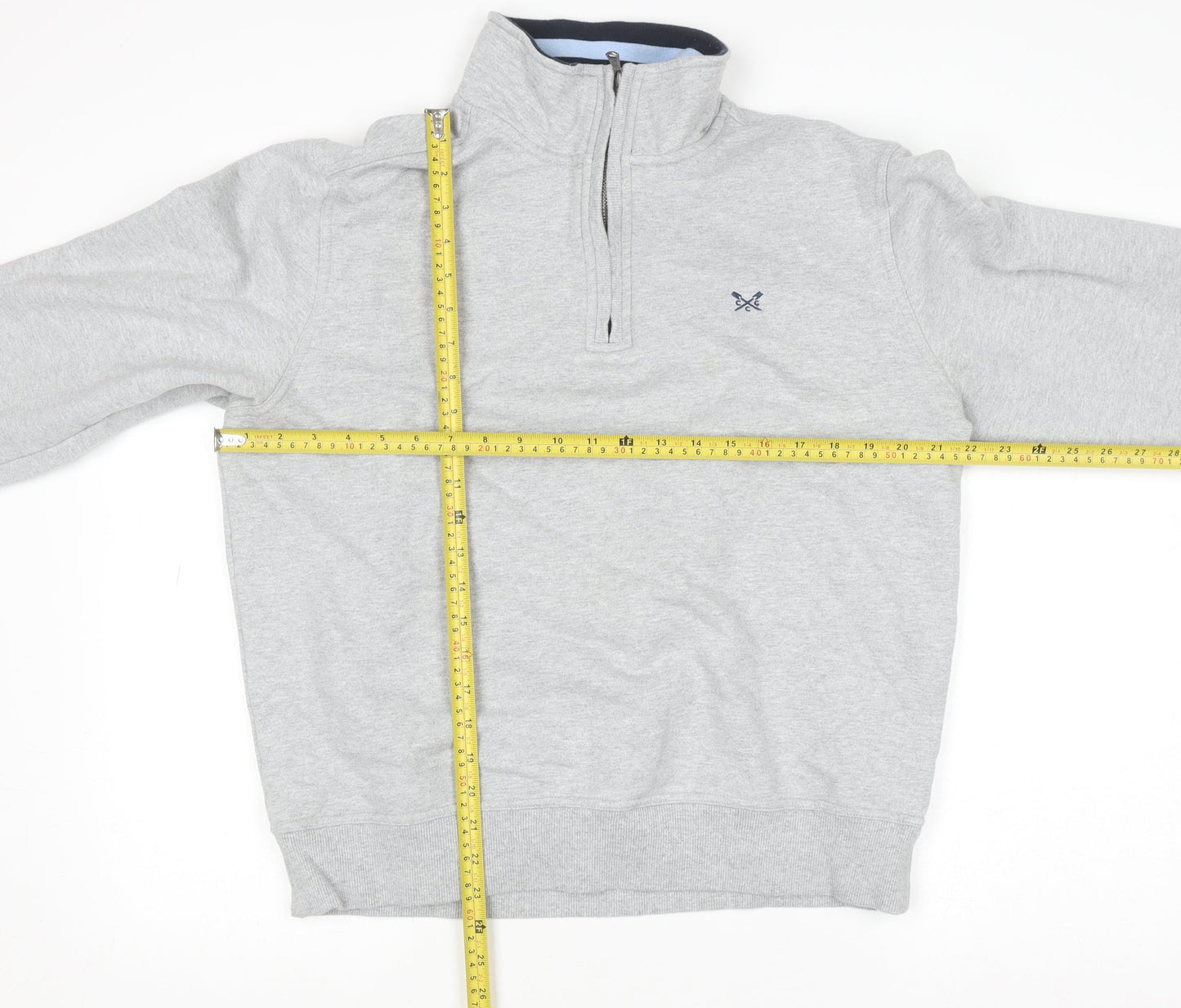 Crew Clothing Men’s Grey 1/2 Zip Sweatshirt L Regular Fit Cotton Blend