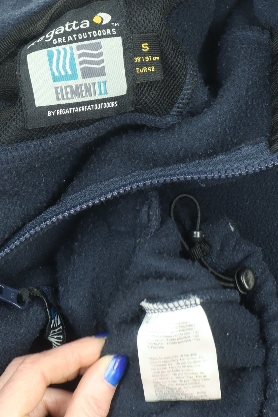 Regatta Men’s Blue Fleece Full Zip Sweatshirt Size S Outdoor Hiking