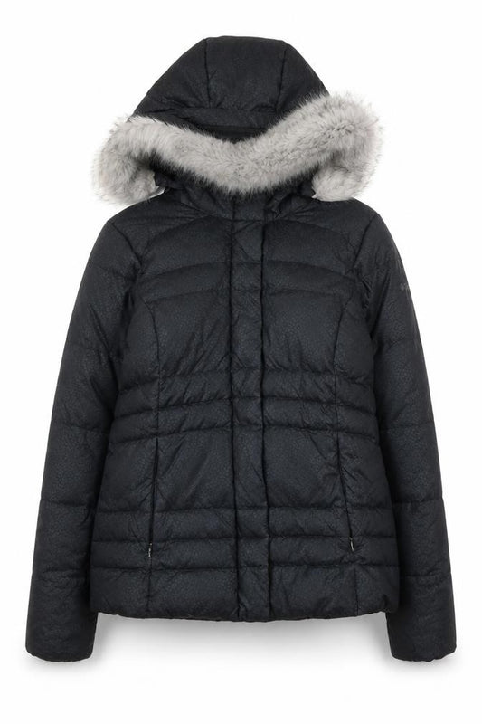 Columbia Womens Black Hooded Puffer Jacket with Faux Fur Trim Size M
