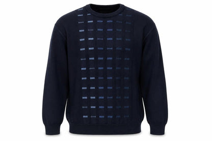Deer Park Men's Blue Wool Blend Geometric Knit Pullover Jumper L