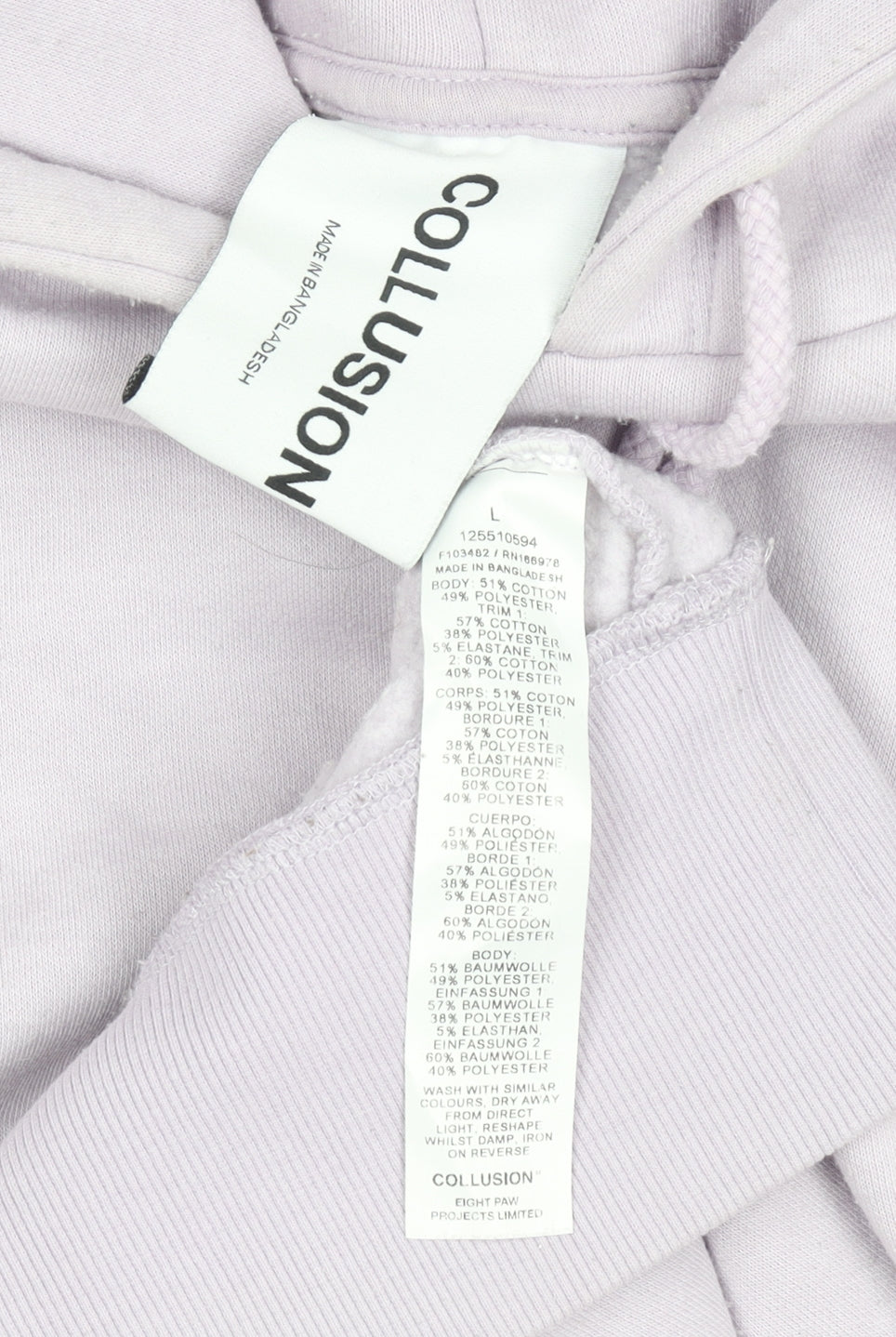 Collusion Women’s Lilac Pullover Hoodie L Cotton Blend Logo Print