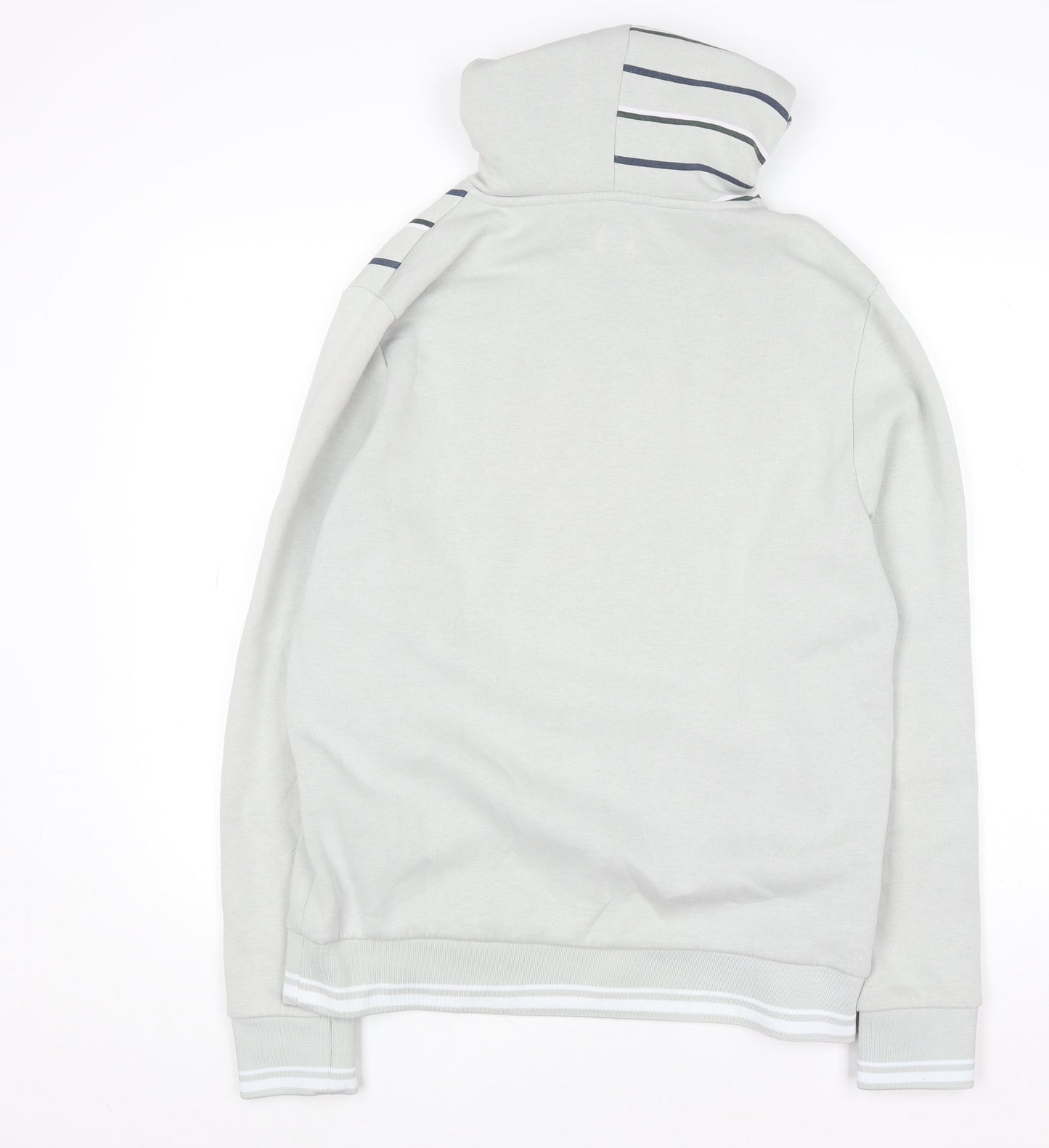 River Island Men's Grey Striped Pullover Hoodie Size M