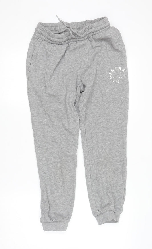 Jack & Jones Mens Grey Fleece Sweatpants Small Regular Fit Tracksuit Bottoms