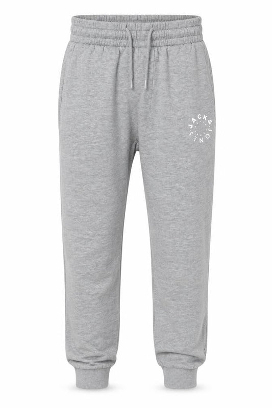 Front view of Jack & Jones men’s grey fleece sweatpants small regular fit tracksuit bottoms