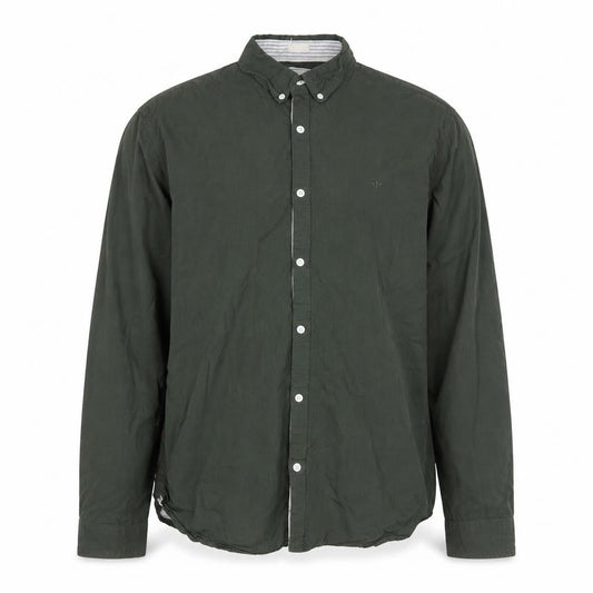 River Island Men's Green Cotton Long Sleeve Button-Up Shirt XL