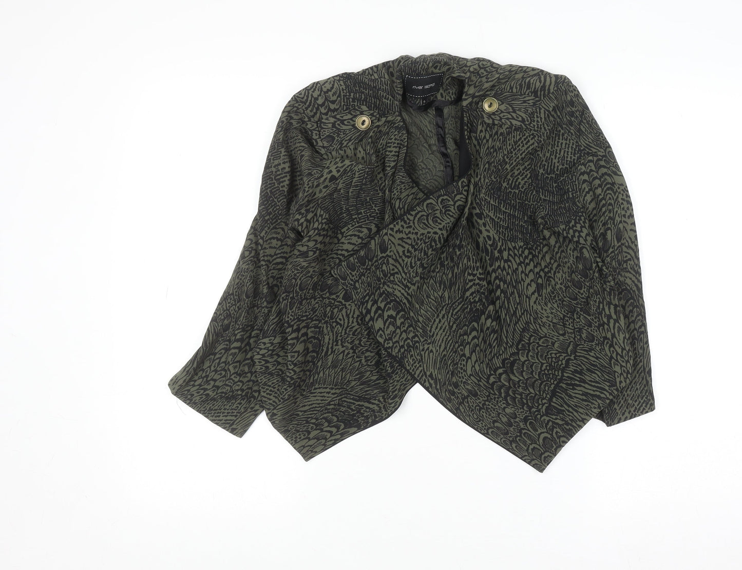 River Island Women’s Green Animal Print Wrap Blouse Size 6