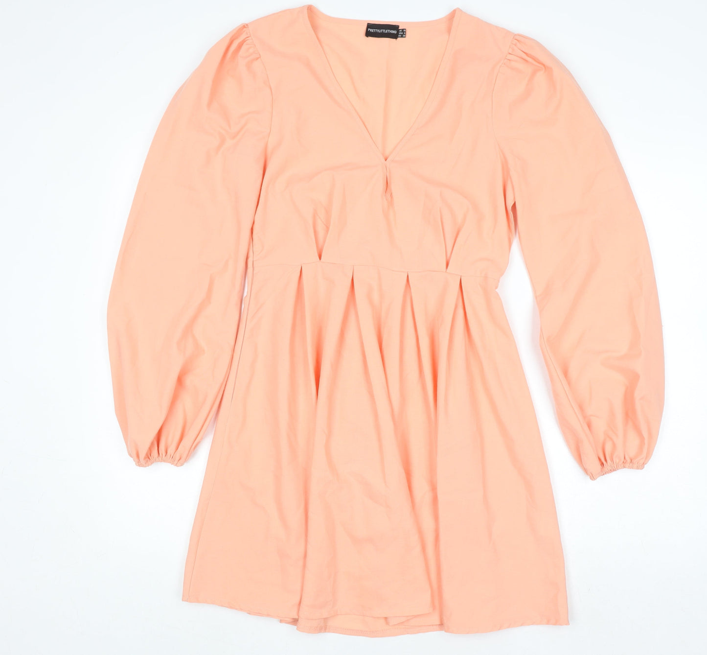 PrettyLittleThing Women’s Orange V-Neck A-Line Dress Size 10