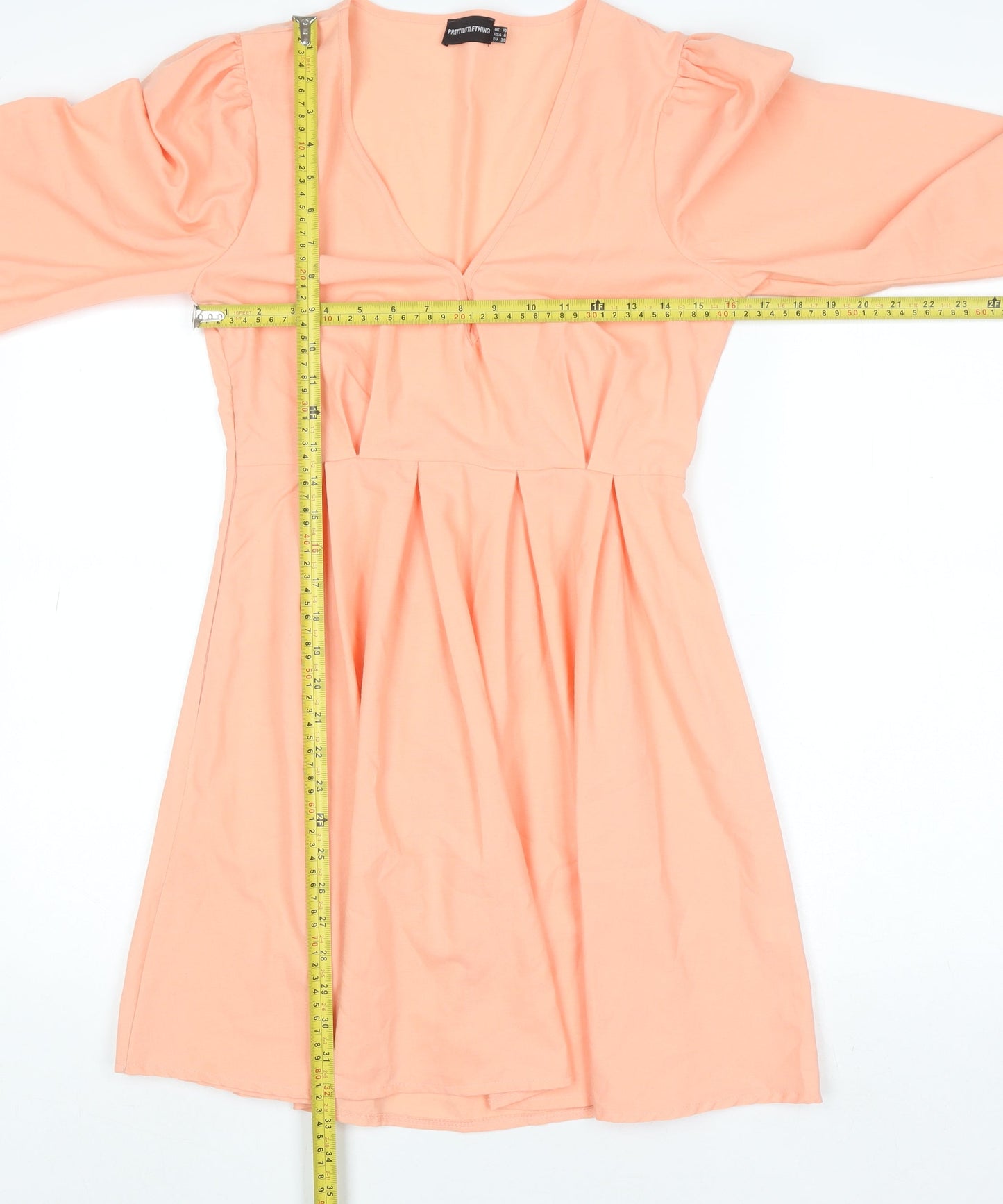 PrettyLittleThing Women’s Orange V-Neck A-Line Dress Size 10
