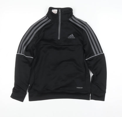 Additional front view of Adidas boys’ black 9-10 years 1/4 zip pullover sweatshirt