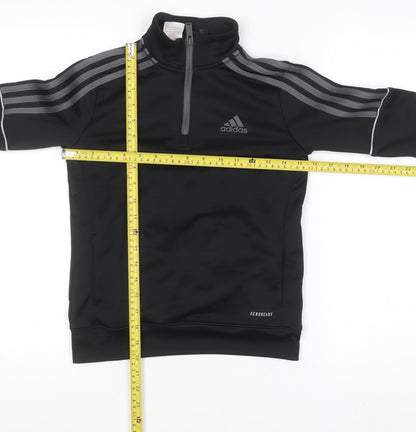 Back view of Adidas boys’ black 9-10 years 1/4 zip pullover sweatshirt