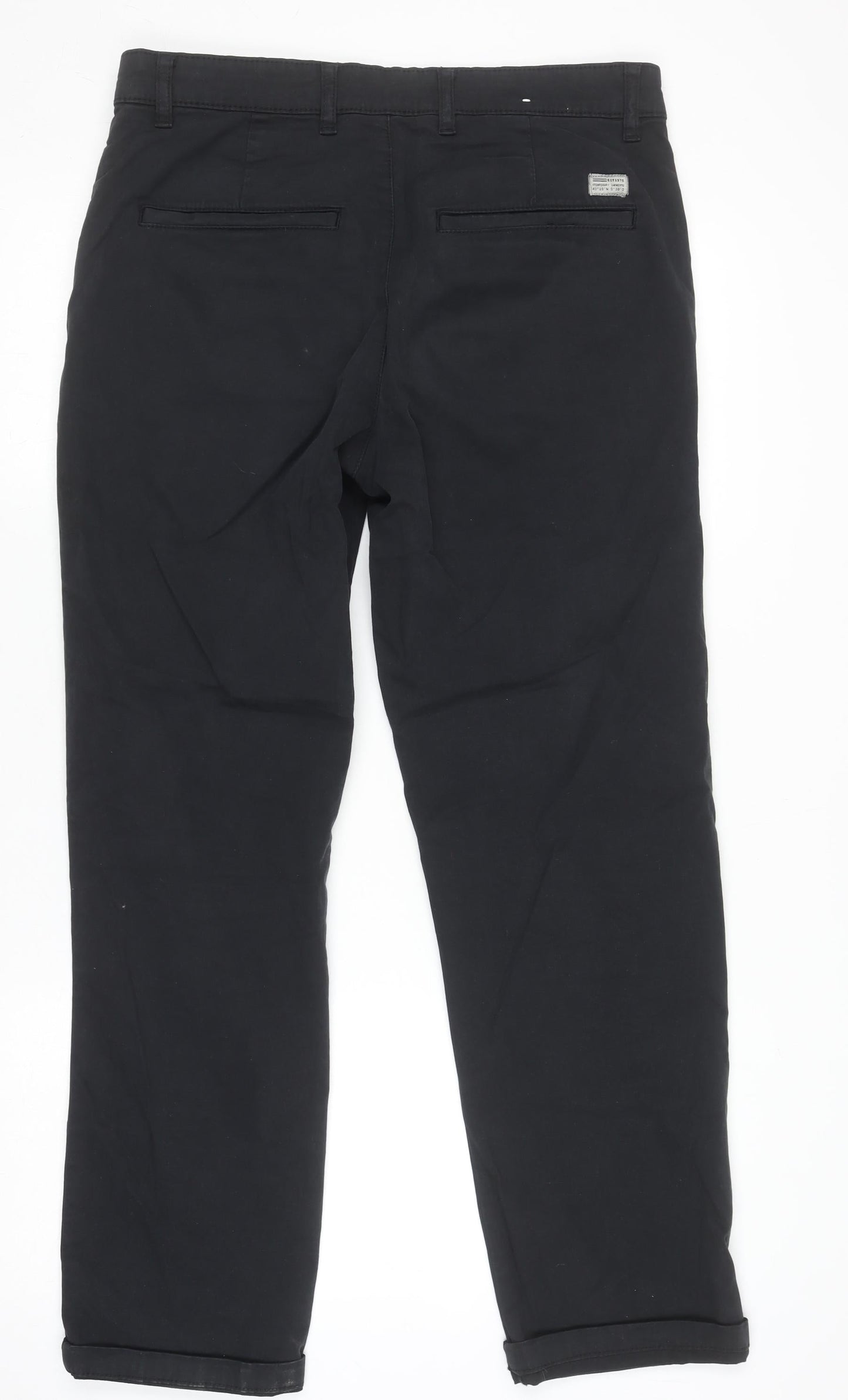 Zara Men Black Chino Trousers Size 30 Slim Fit Cotton Blend