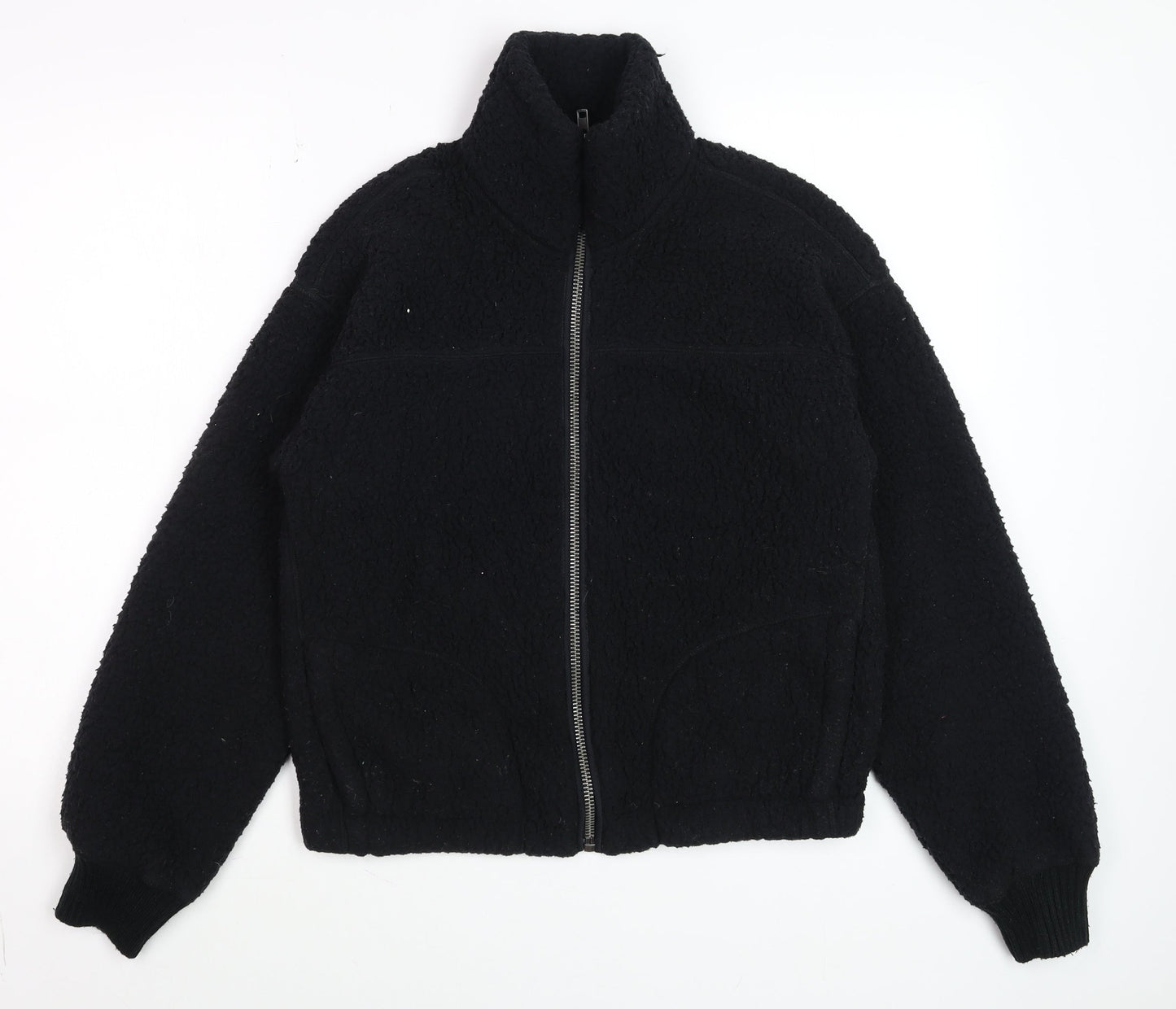 Abercrombie & Fitch Men's Black XS Full Zip Sherpa Fleece Sweatshirt