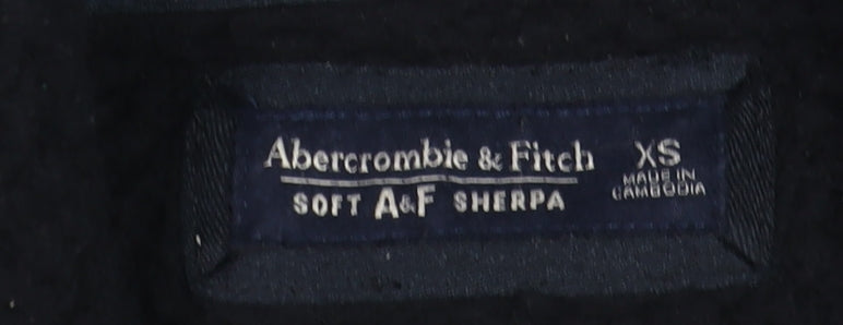 Abercrombie & Fitch Men's Black XS Full Zip Sherpa Fleece Sweatshirt