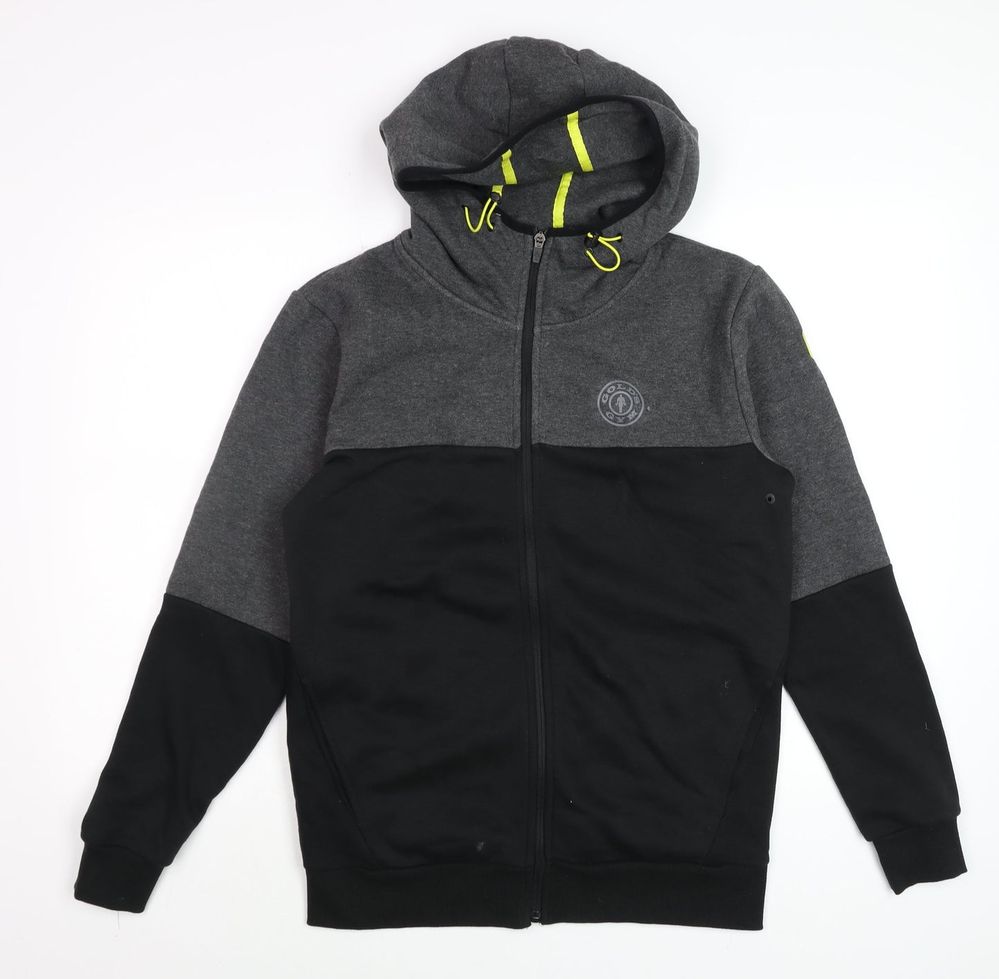 Gold's Gym Men's Grey Black Hooded Full Zip Jacket Size S